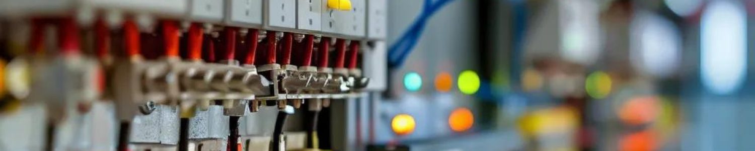 Surge protection devices installed in a commercial electrical panel, emphasizing their role in business continuity