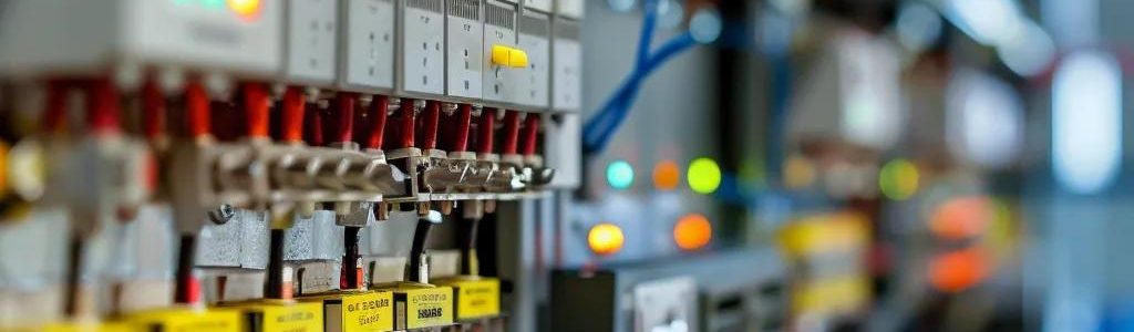 Surge protection devices installed in a commercial electrical panel, emphasizing their role in business continuity