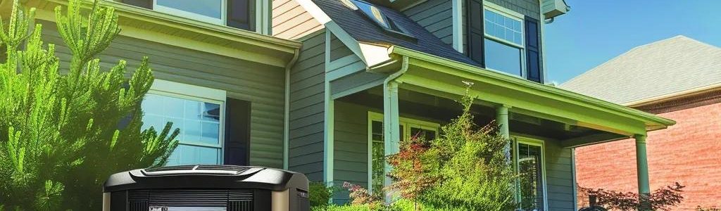 Residential generator in a backyard, symbolizing reliable home power solutions